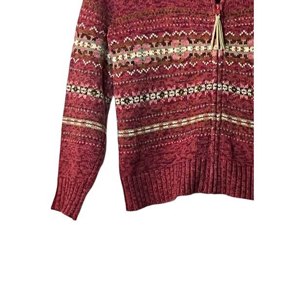 Tiara Petites Sweater Womens Size S Petite  Long Sleeve Fair Isle Zip Up Cardiga - Picture 6 of 8
